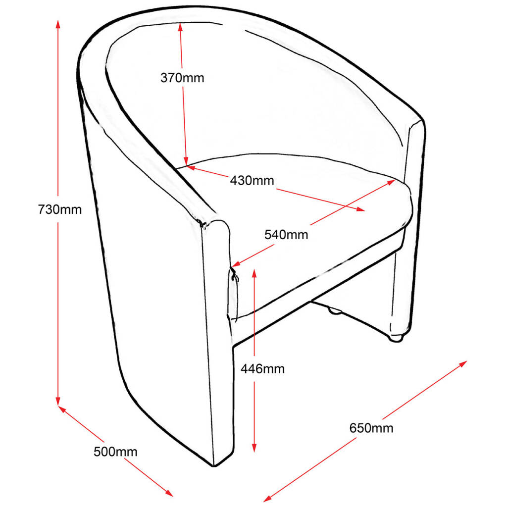 Space Single Seater Tub Chair Black PU Upholstery Office Furniture
