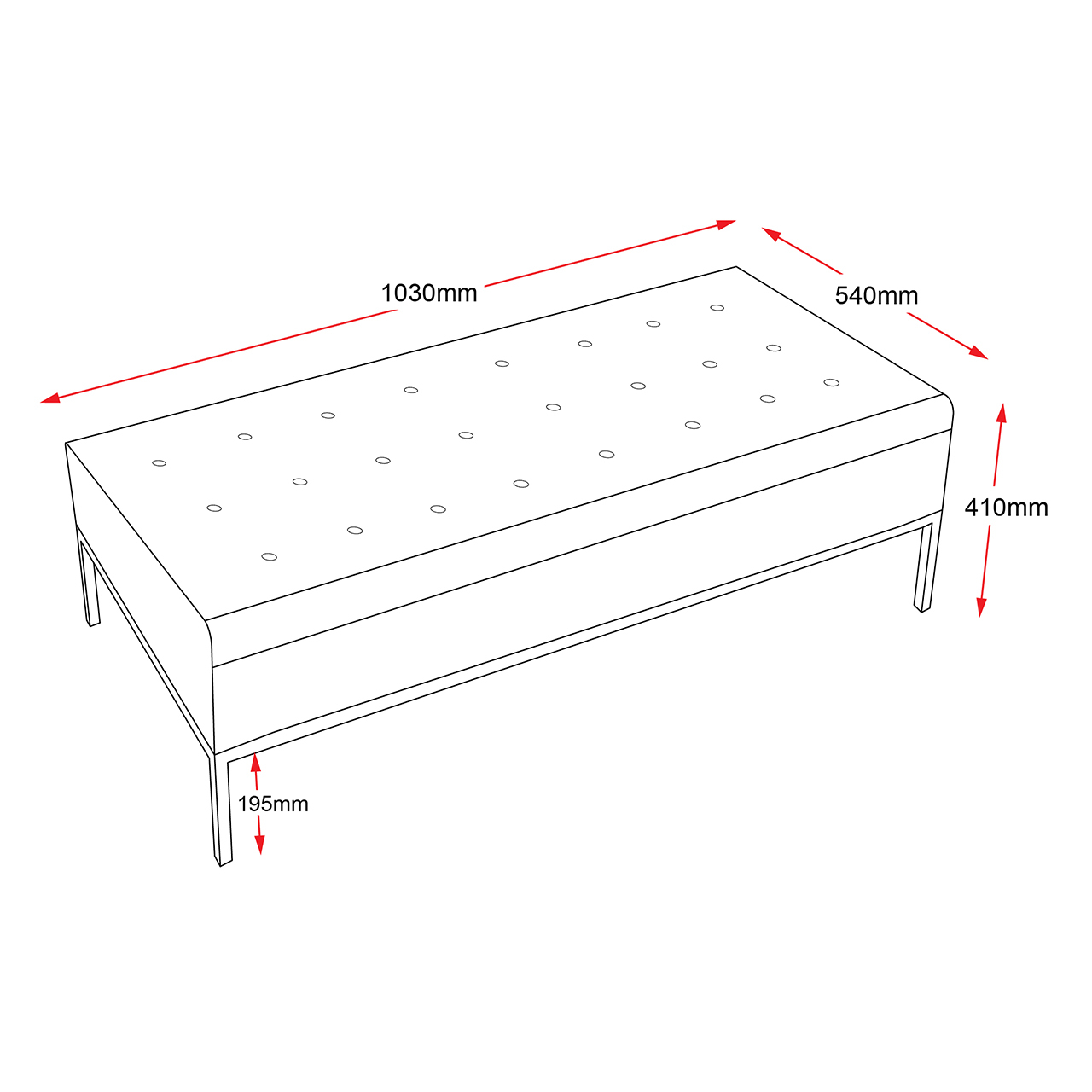 Venus Ottoman1000mm W x 500mm D - Stainless Steel U (1)